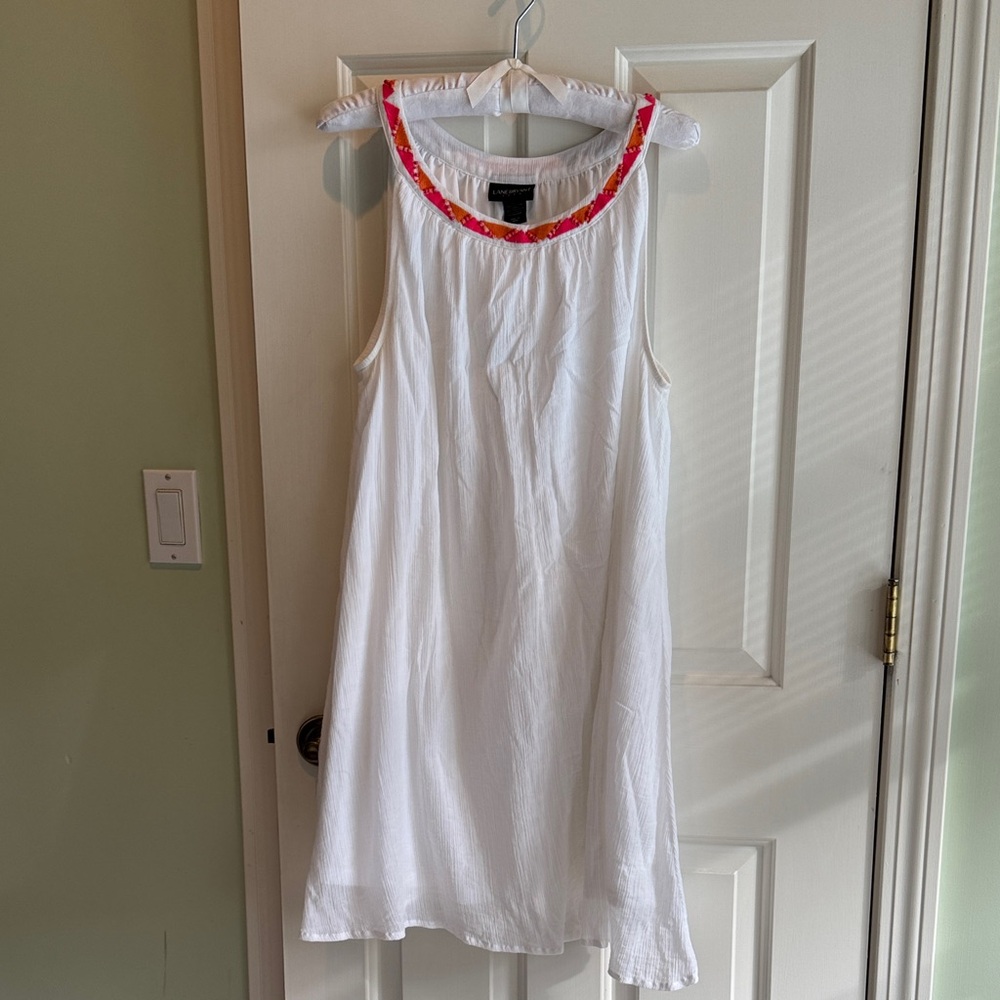 Lane Bryant White Sleeveless Dress with Pink and Orange Trim